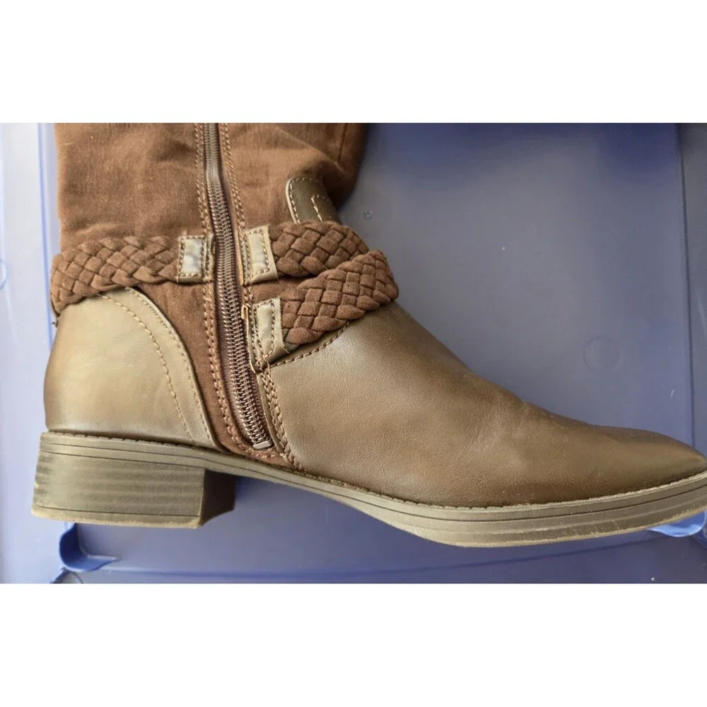 Circus by Sam Edelman Sz 9 Women's Perry Knee High Boot, Brown Microsuede Riding